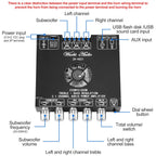 Buy now Bluetooth Power Amplifier Board Stereo - HiFi 2.1 Channel 2X220W+350W Bluetooth 5.1 16-32V Digital Power Audio Amplifier Module Subwoofer Control with AUX/Bluetooth/USB Flash Drive (ZK-AS21) at indiglob india