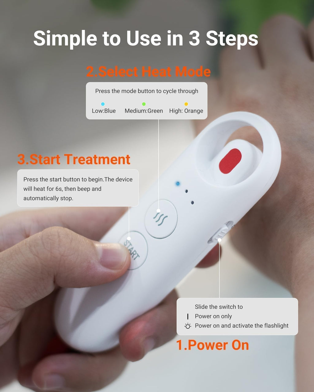 iHealth D-Itch Stick Mosquito Bite Healer for Itch Relief, 3 Heat Modes