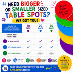 NEW Larger Size! | The Original Table Spots for Teachers | No Staining, No Shadowing, Complete Erase! Dry Erase, 10 Pack Multicolor Circles, Wall Stickers, Decals