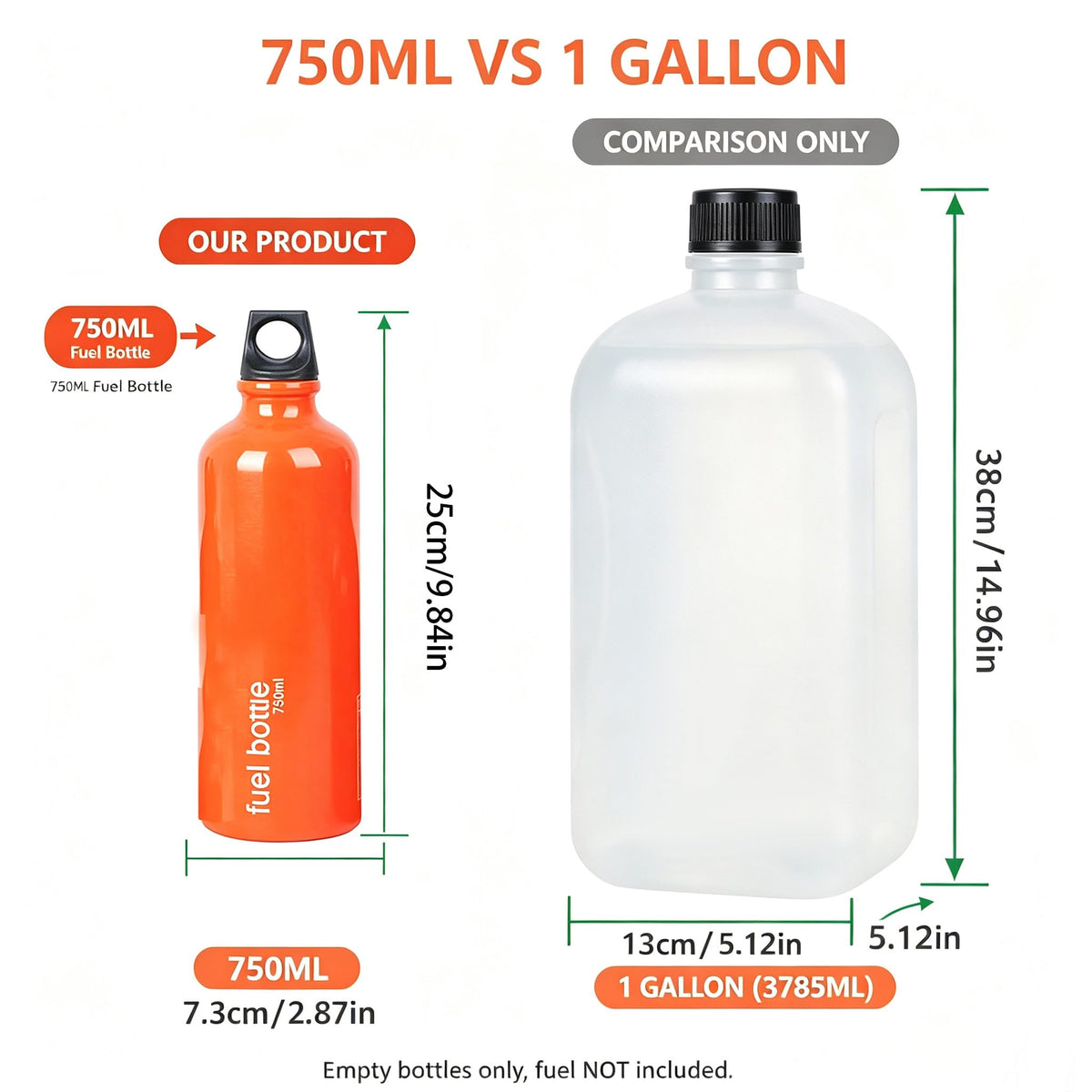 Aluminum Fuel Bottle 750ml/25 oz Camping Fuel Container