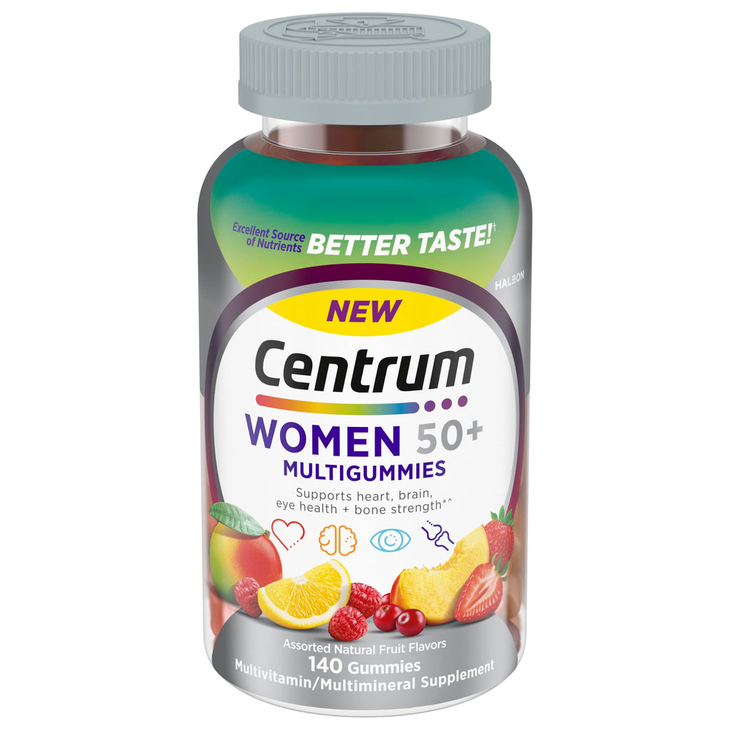 Centrum MultiGummies for Women 50 and Over, 140 Count | Contains Vitamin D3, B Vitamins, Calcium, and Antioxidants, Non-GMO Ingredients, Supports Memory and Cognition, GLP-1 Support