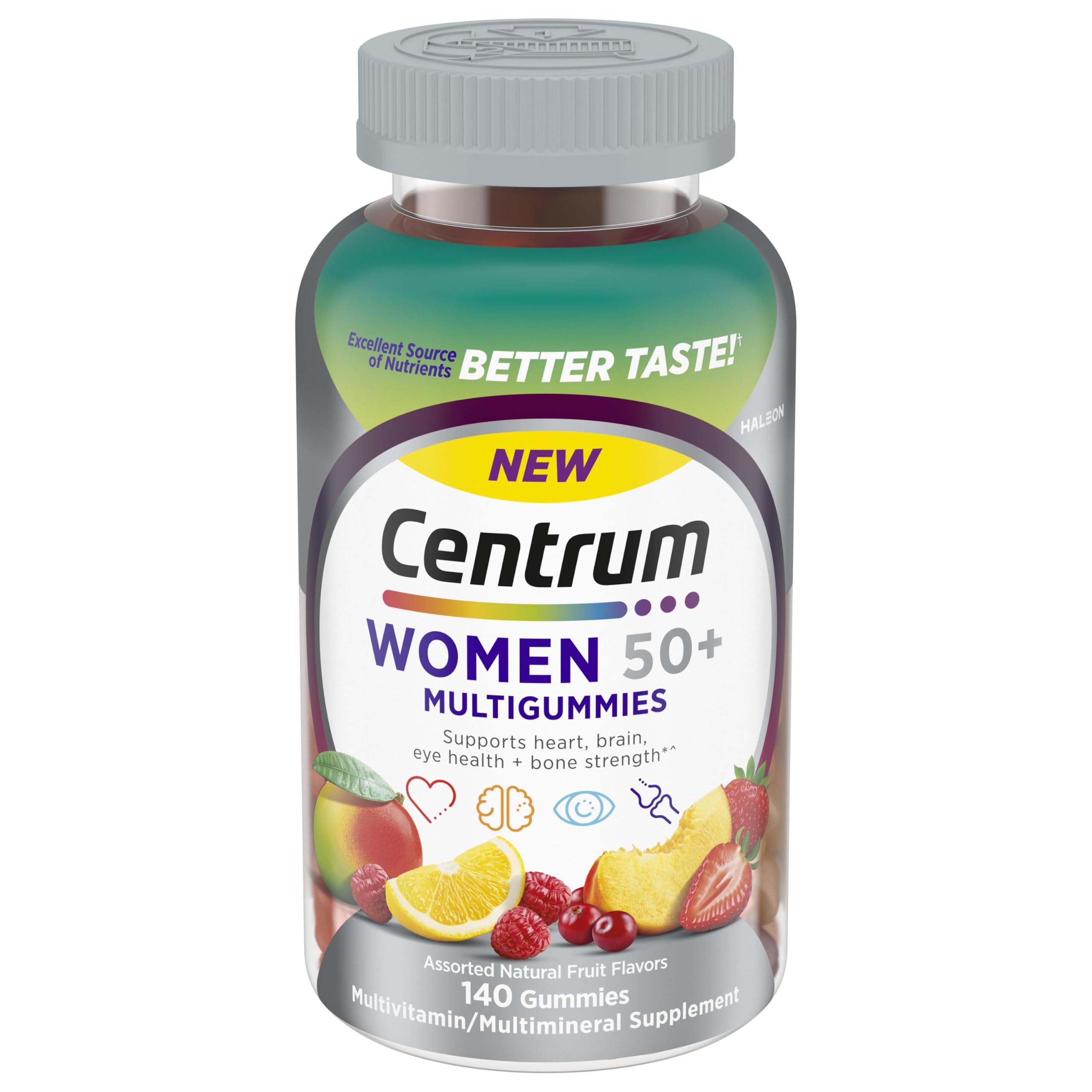 Centrum MultiGummies for Women 50 and Over, 140 Count | Contains Vitamin D3, B Vitamins, Calcium, and Antioxidants, Non-GMO Ingredients, Supports Memory and Cognition, GLP-1 Support