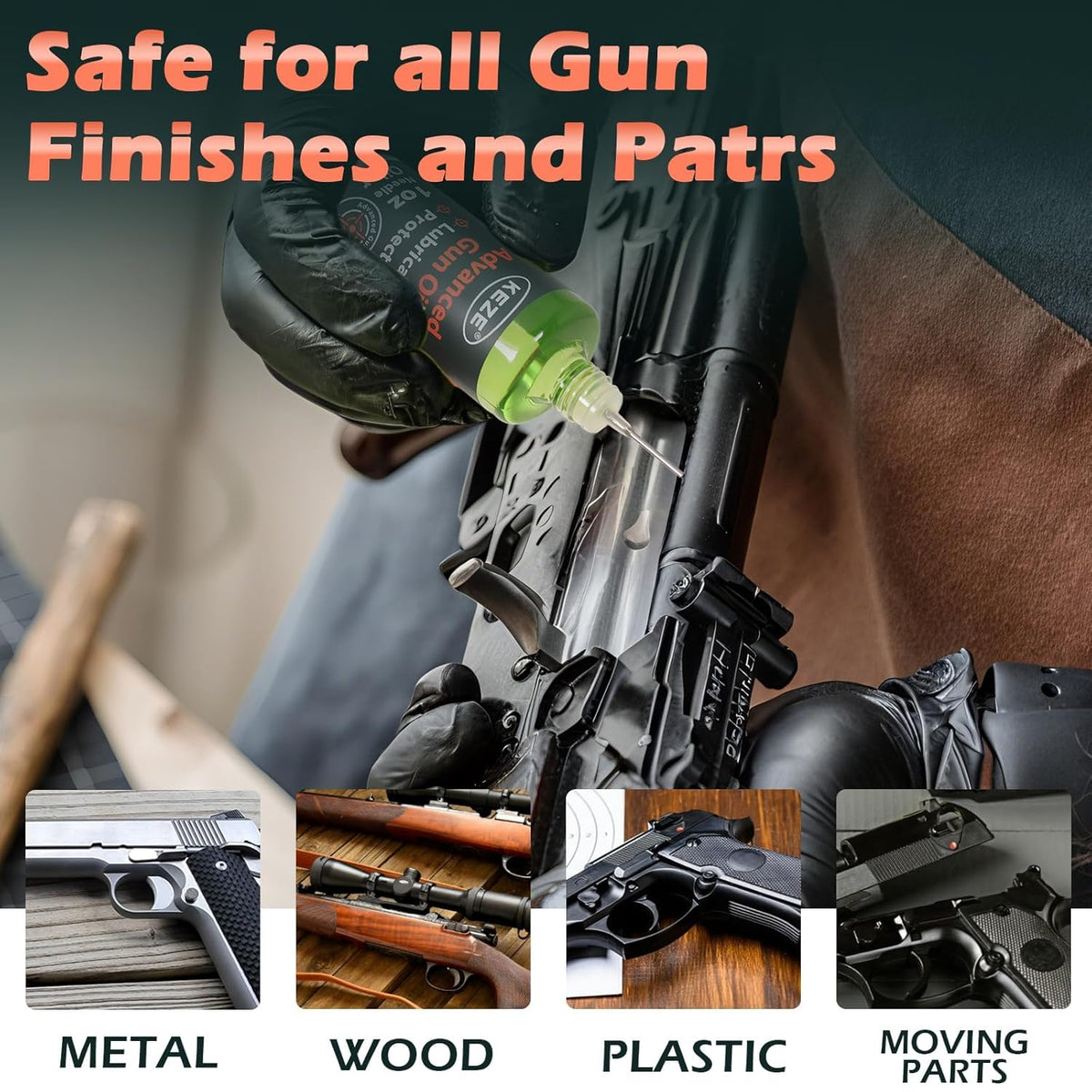 Keze Gun Cleaning Kit 9mm,.22,.357,.38,.45 with Gun Oil 1 oz. & CLP Cleaner Lubricant 2 oz. Handgun Shotgun Rifle and Pistol Cleaning Kits with Caliber Brass Brush and Brass Jag Adapter Portable Case