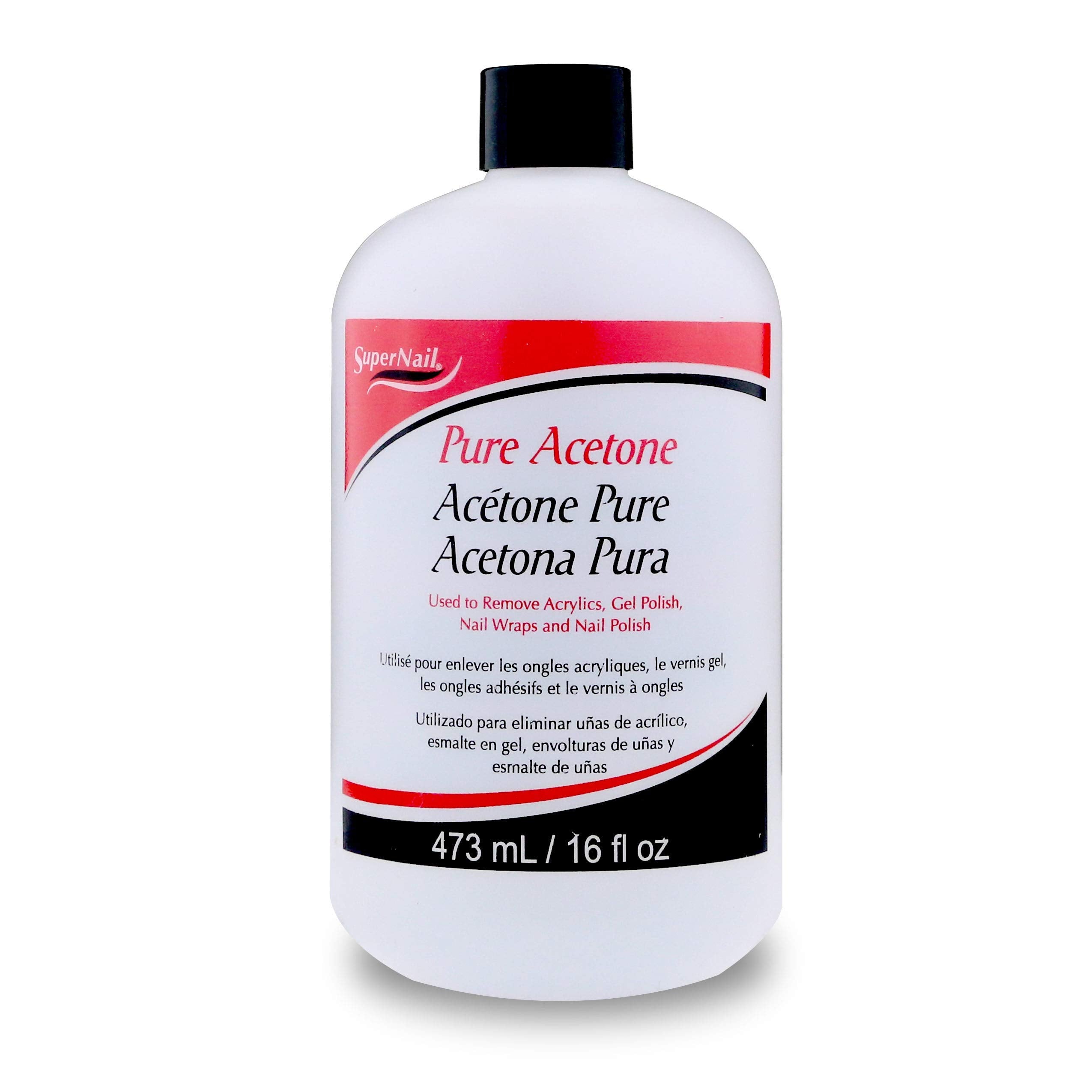 SuperNail Pure Acetone Nail Polish Remover for Gel, Acrylic & Wraps, 16 oz | Professional Strength Cleanser for Fast and Quick Gel Nail Polish Remover, Dissolves Nails Polishes Easily