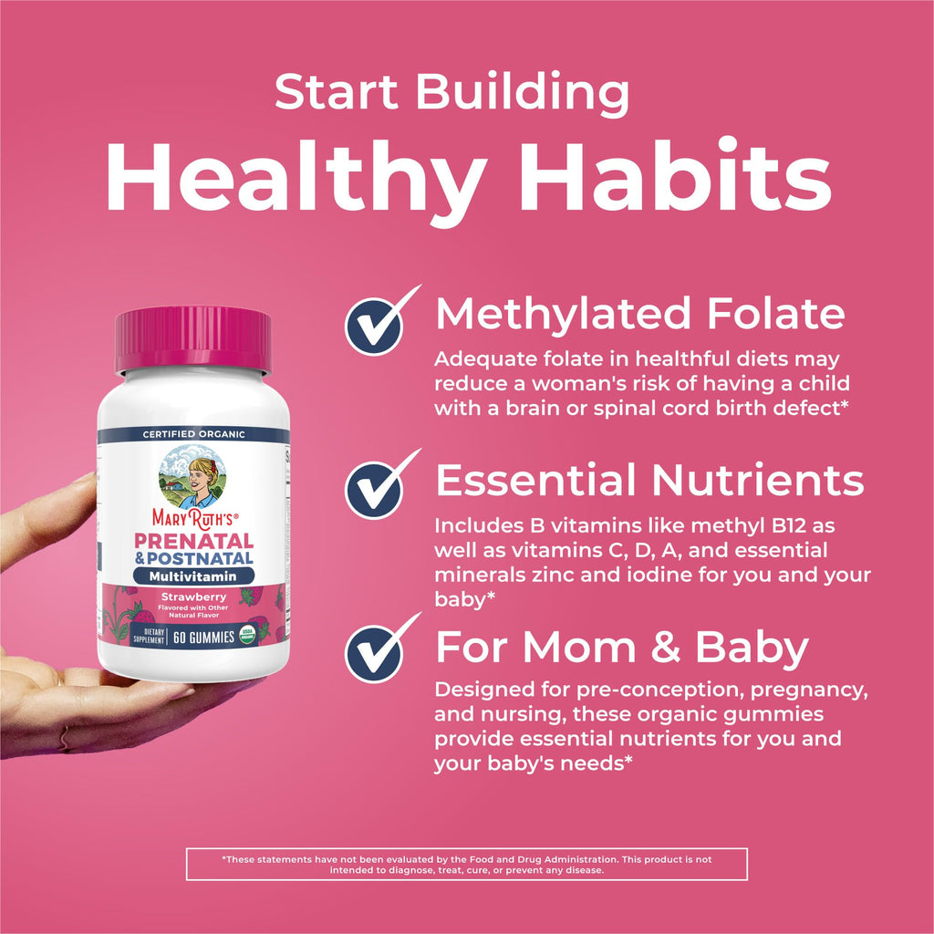MARYRUTH'S Organic Prenatal Vitamins for Women Gummies, 30 Servings | 30 servings