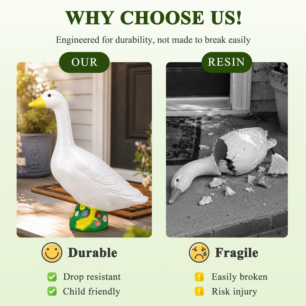23 Inch Large Porch Goose Statue - PE Plastic Outdoor Goose Decor for Lawn, Yard, & Garden Decoration, Unique Housewarming Birthday Graduation Gifts for Women Mom Grandma
