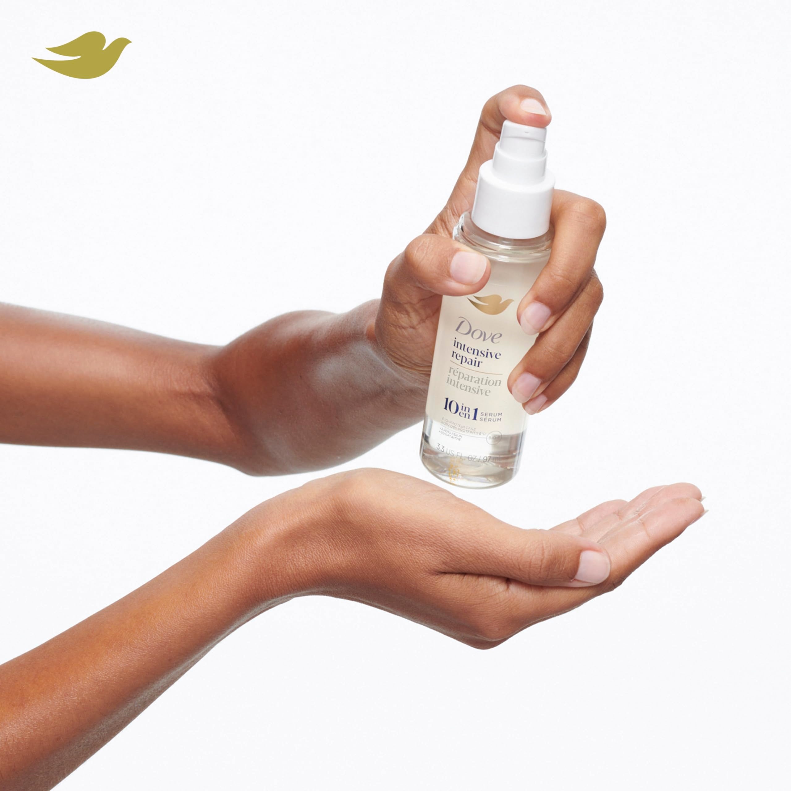 Dove Intensive Repair Serum for Damaged Hair with Amino Serum 3.3oz | Hair treatment provides 72H damage protection, 48H enhanced gloss and 72H smoothness for shinier, healthier-looking hair