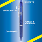 Pilot FriXion Clicker 0.7mm, Erasable Gel Pens, Fine Point (6-Pack, Black/Blue)