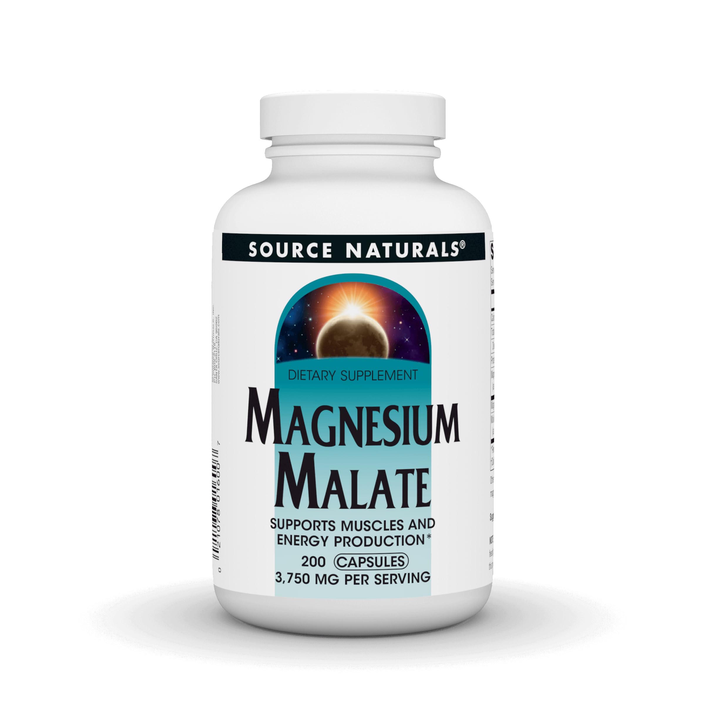 Source Naturals Magnesium Malate, 3750 mg per Serving - 200 Capsules | Support Muscles and Energy Production*