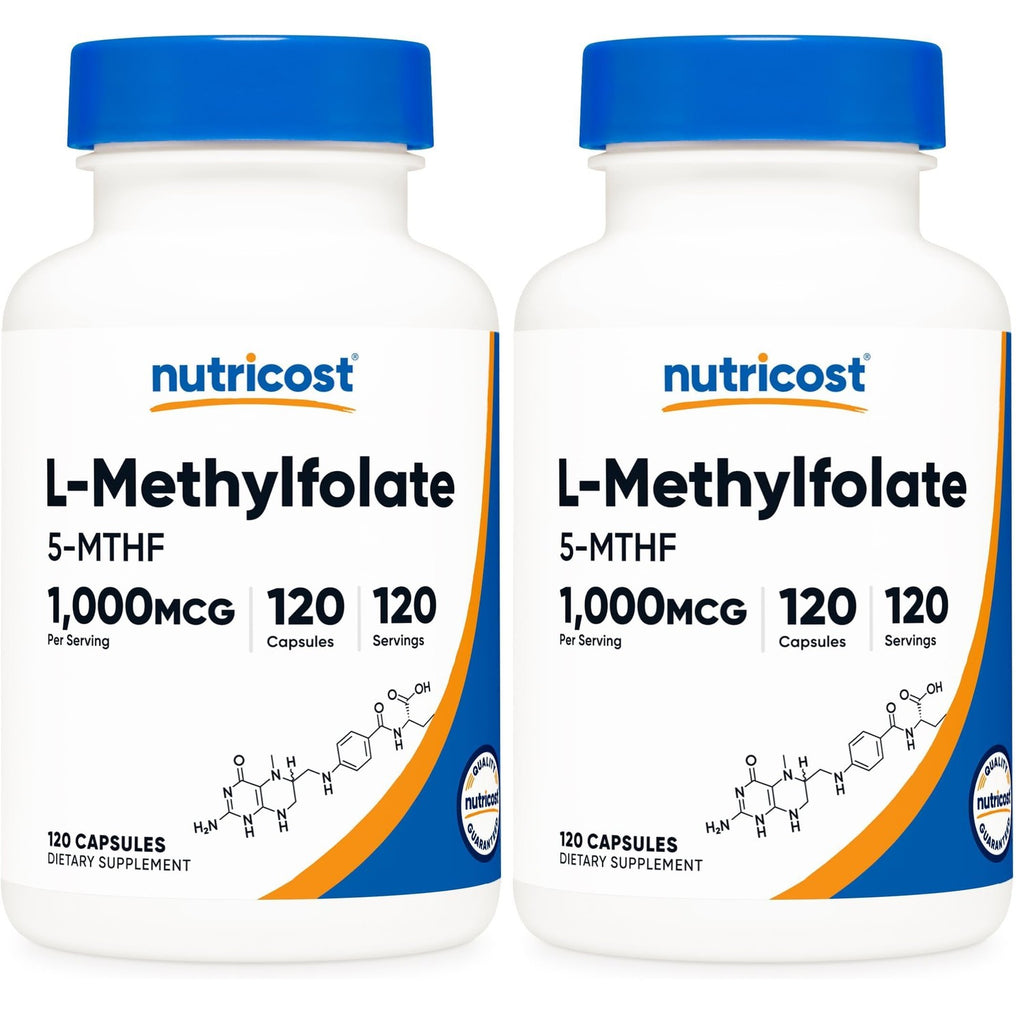 Nutricost Methylfolate 1000mcg, 120 Vegetarian Capsules, Gluten Free | GMO-Free (Methylated Folate)