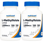 Nutricost Methylfolate 1000mcg, 120 Vegetarian Capsules, Gluten Free | GMO-Free (Methylated Folate)