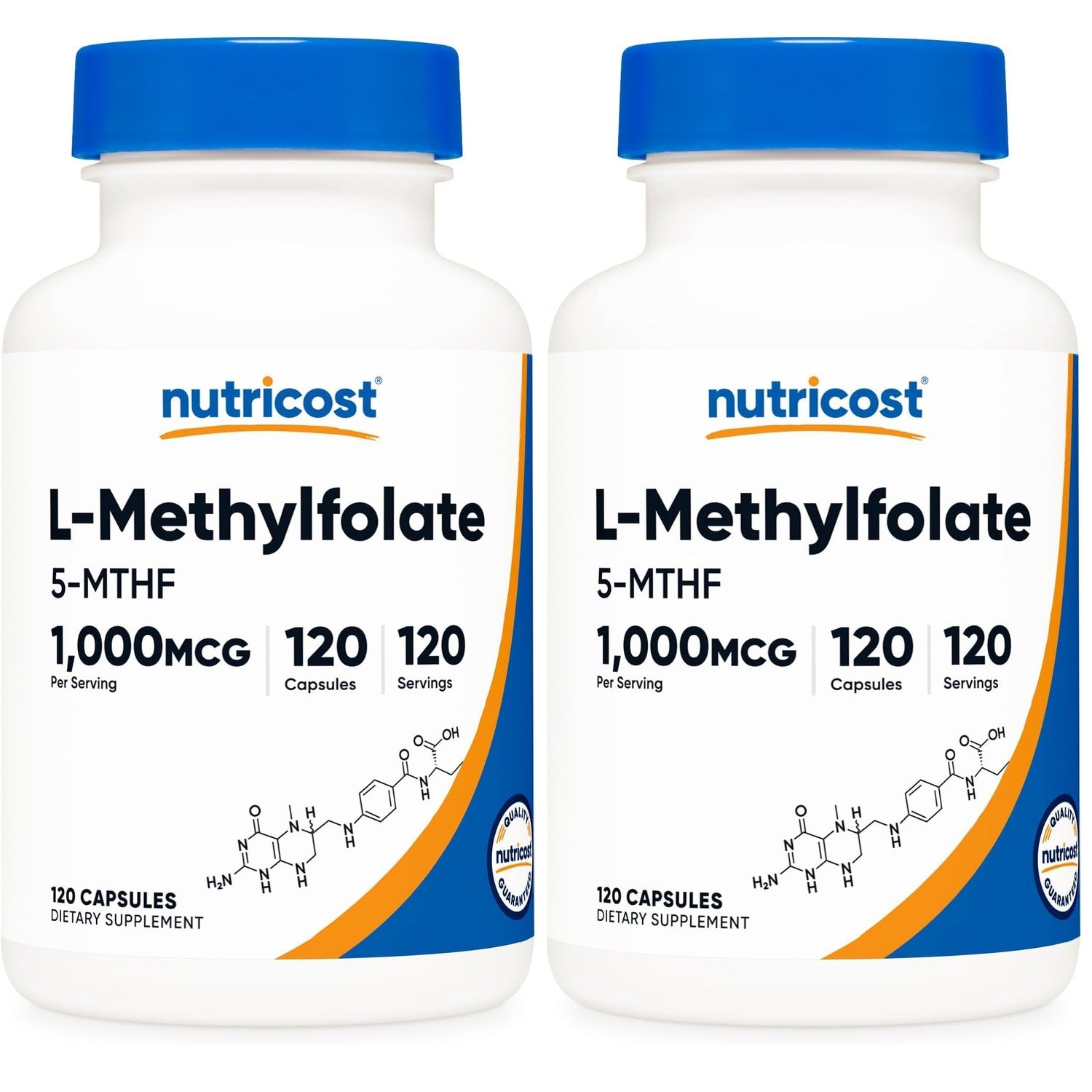 Nutricost Methylfolate 1000mcg, 120 Vegetarian Capsules, Gluten Free | GMO-Free (Methylated Folate)