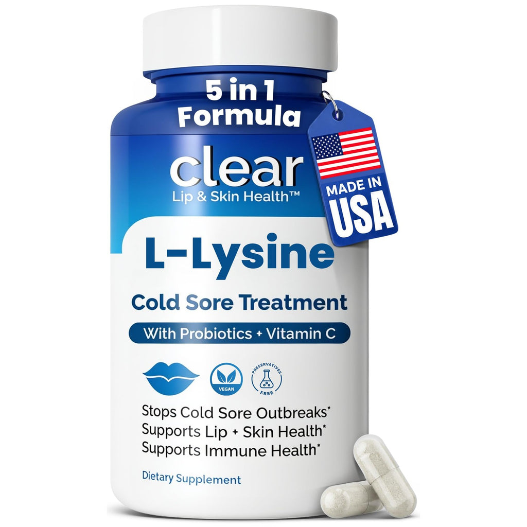 Lysine Cold Sore Treatment, L-Lysine Capsules with Probiotics & Vitamin C | Stops Outbreaks Before They Start, Internal Lysine Defense, Not A Topical Cover-up For Cold Sores