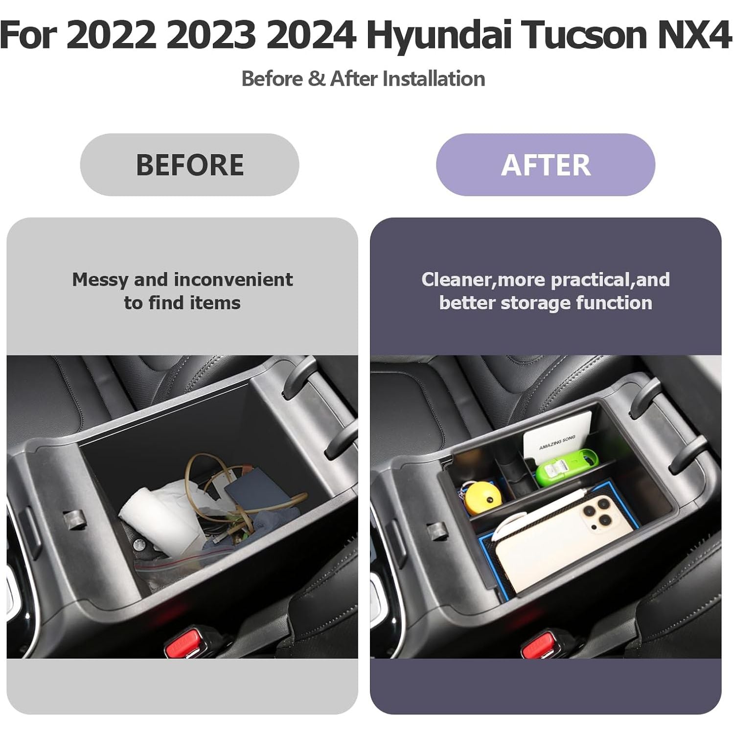 Buy now LUWU 2025 2026 Hynudai Tucson Center Console Organizer 2022-2026 Tucson NX4 Armrest Storage 2026 Tucson Console Organizer Tray Tucson SE/SEL/XRT Armrest Organizer 2025 2026 Tucson Accessories (Blue) at indiglob india