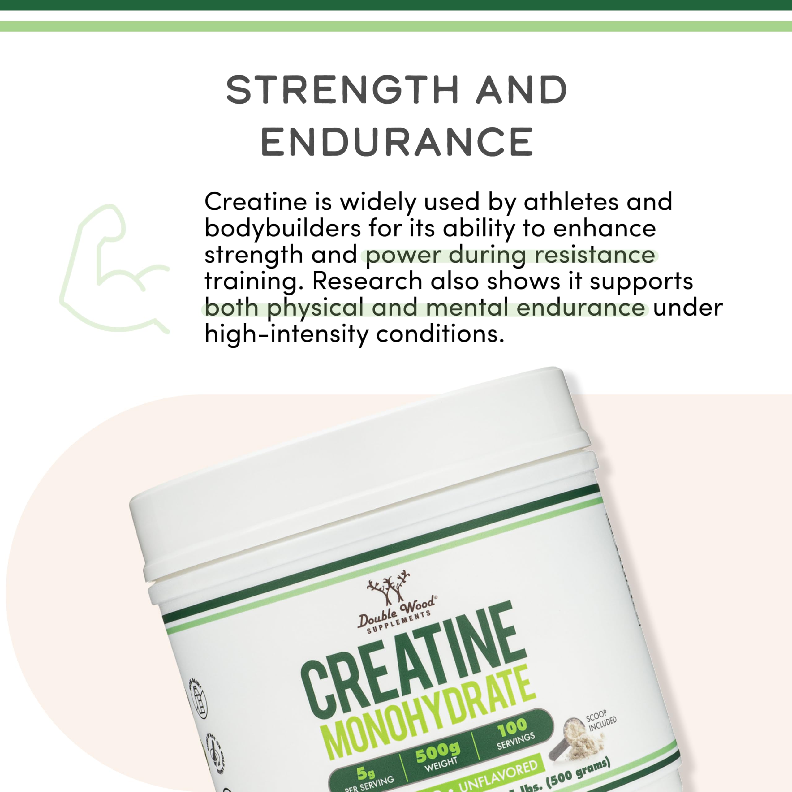 Micronized Creatine Monohydrate 5g, Unflavored, No Fillers, 100 Servings | Strength + Recovery Supplement, Micronized, Dissolves Clean, Vegan, Keto + Gluten-Free, No Blends, Scoop Included