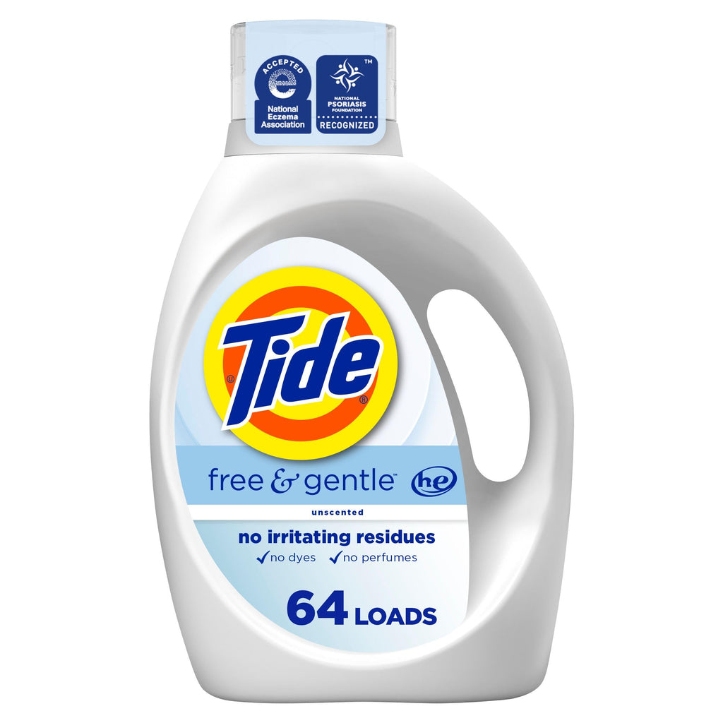 Buy now Tide Free & Gentle Liquid Laundry Detergent, Unscented, 1.47 L (32 Loads) Unscented 84 Fl Oz (Pack of 1) at indiglob india