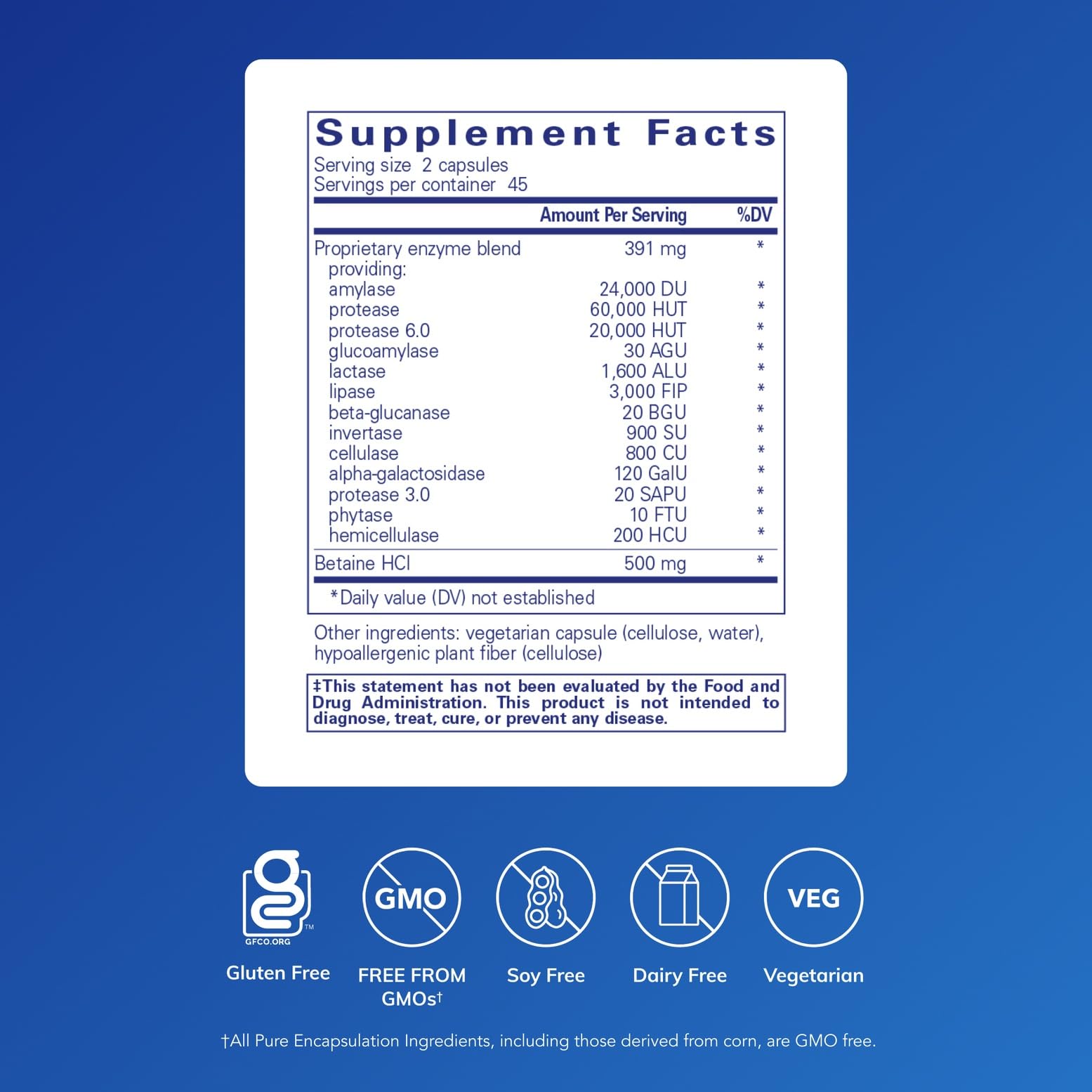 Pure Encapsulations Digestive Enzymes Ultra with Betaine HCl, 90 Capsules | Vegetarian Digestive Enzyme Supplement to Support Protein, Carb, Fiber, and Dairy Digestion*