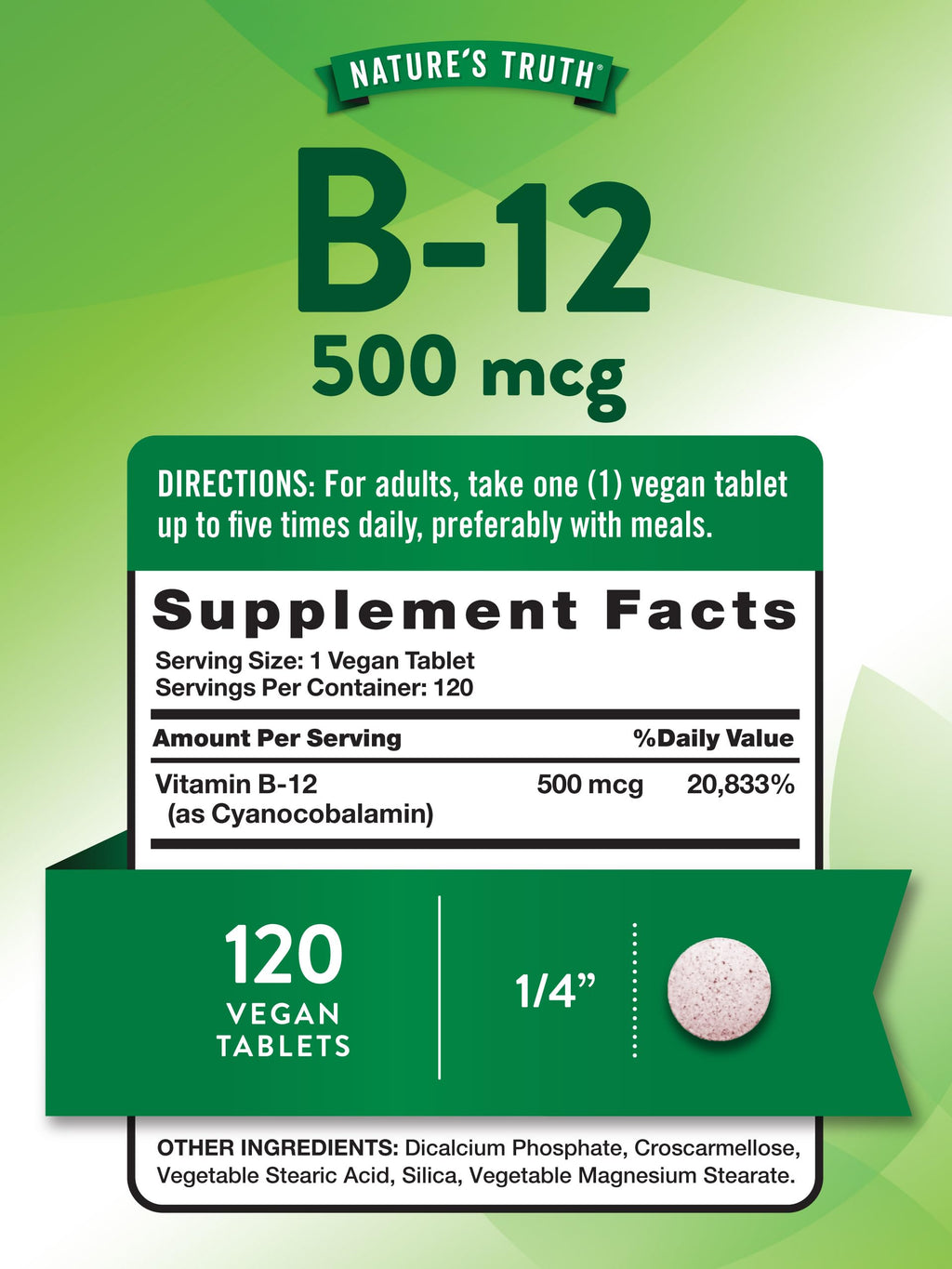 Nature's Truth B12 Vitamin | 500 mcg | 120 Tablets