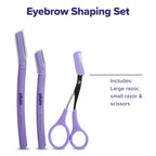 Plum Beauty Eyebrow Shaping Set – 2 Razors & Trimming Scissor with Brush