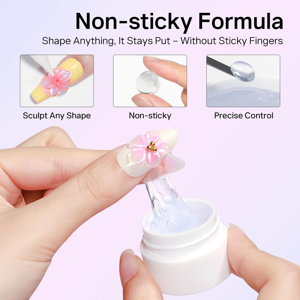 Premium imported MIZHSE 3D Sculpting Gel, perfect for intricate nail art designs with a non-sticky formula.
