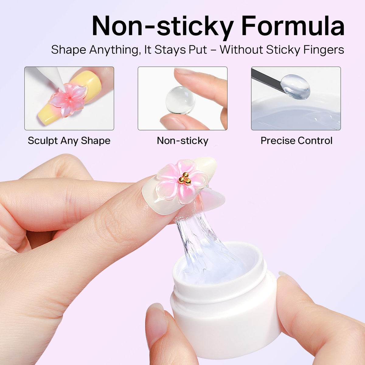Premium imported MIZHSE 3D Sculpting Gel, perfect for intricate nail art designs with a non-sticky formula.