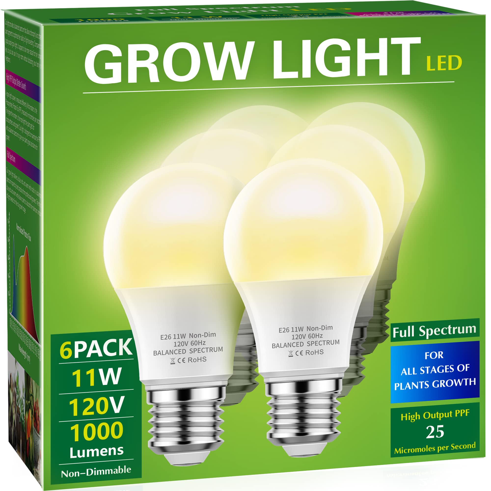 Buy now Grow Light Bulbs, Briignite LED Grow Light Bulb A19 Bulb, Full Spectrum Grow Light Bulb, Plant Light Bulbs E26 Base, 11W Grow Bulb 100W Equivalent, Grow Light for Indoor Plants, Seed Starting, 2Pack at indiglob india