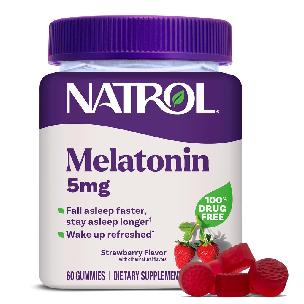 Natrol Melatonin 5 mg Gummies, Sleep Support for Adults, 90 Count | Supplement to Fall Asleep Faster & Stay Asleep Longer, Wake Up Refreshed, 100% Drug-Free, Strawberry-flavored, 90 Day Supply