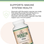Quercetin with Bromelain 1,000mg, Immune Support for Men + Women, 120 Count | Immune + Seasonal Histamine Supplement, Bromelain for Absorption, 96% Purified Antioxidant Flavonoid, Third-Party Tested