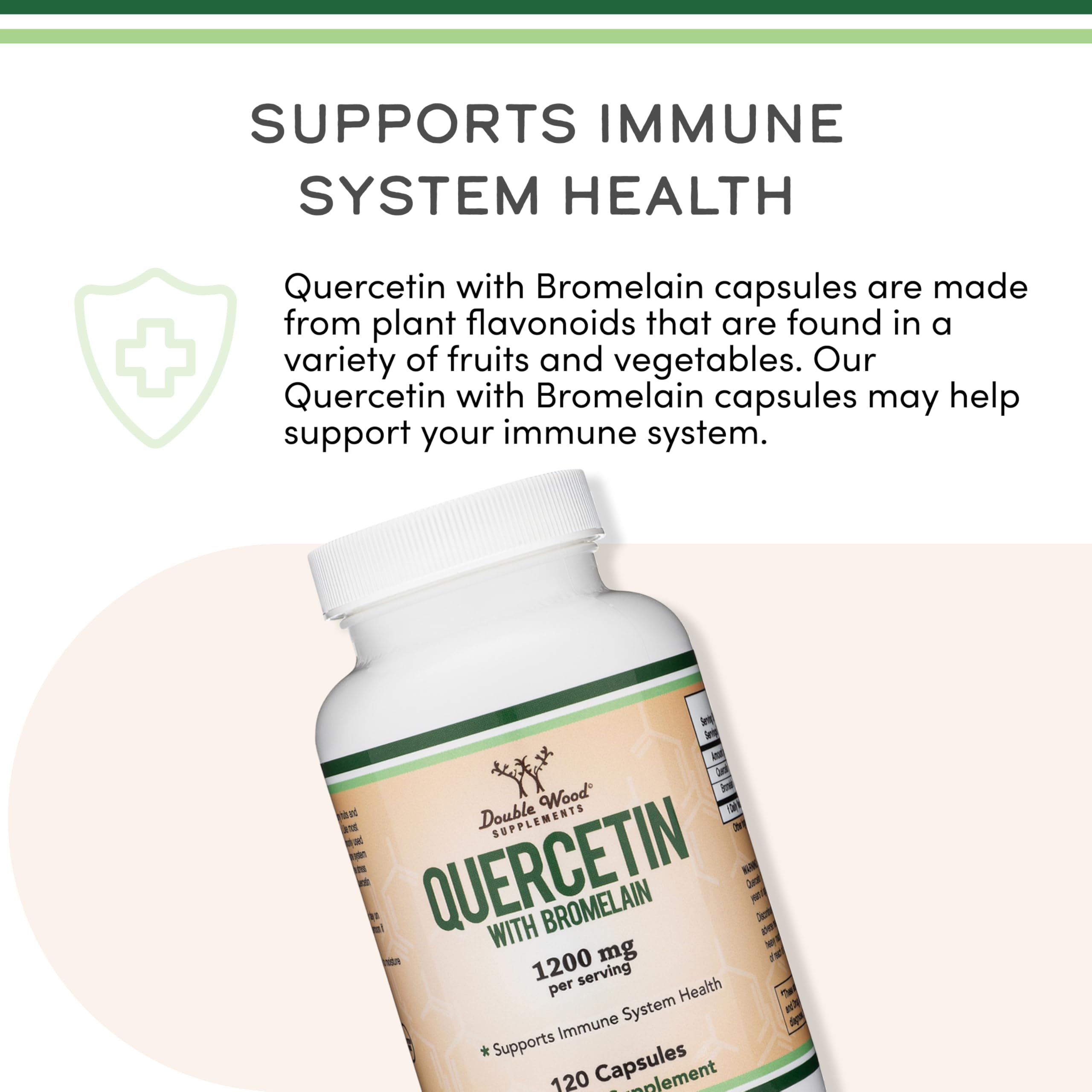 Quercetin with Bromelain 1,000mg, Immune Support for Men + Women, 120 Count | Immune + Seasonal Histamine Supplement, Bromelain for Absorption, 96% Purified Antioxidant Flavonoid, Third-Party Tested