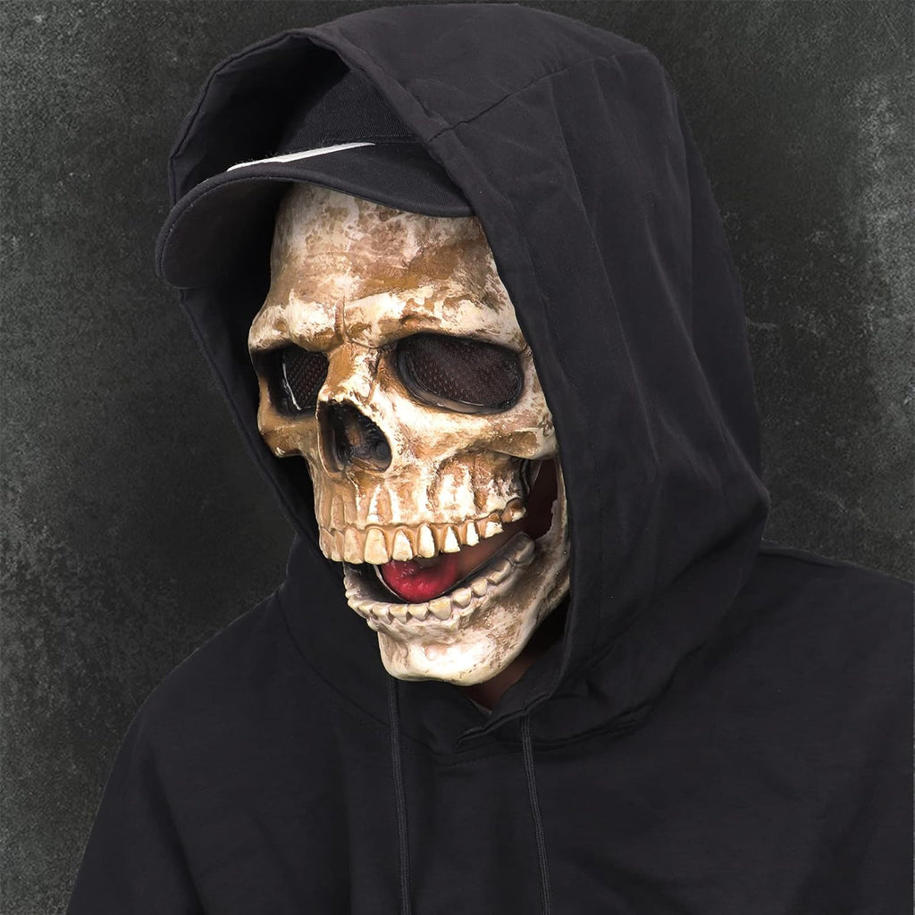 Buy now CosTribe Creepy Full Head Skull Mask with Moving Jaw Halloween Scary Latex Helmet for Cosplay Party Props at indiglob india