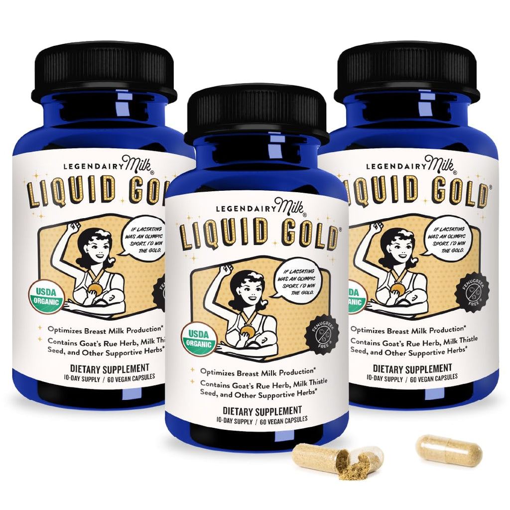 Legendairy Milk Liquid Gold Organic Lactation Support, 60 Capsules | Organic goat's rue, milk thistle, shatavari and fennel provide fenugreek-free lactation and breast milk supply support