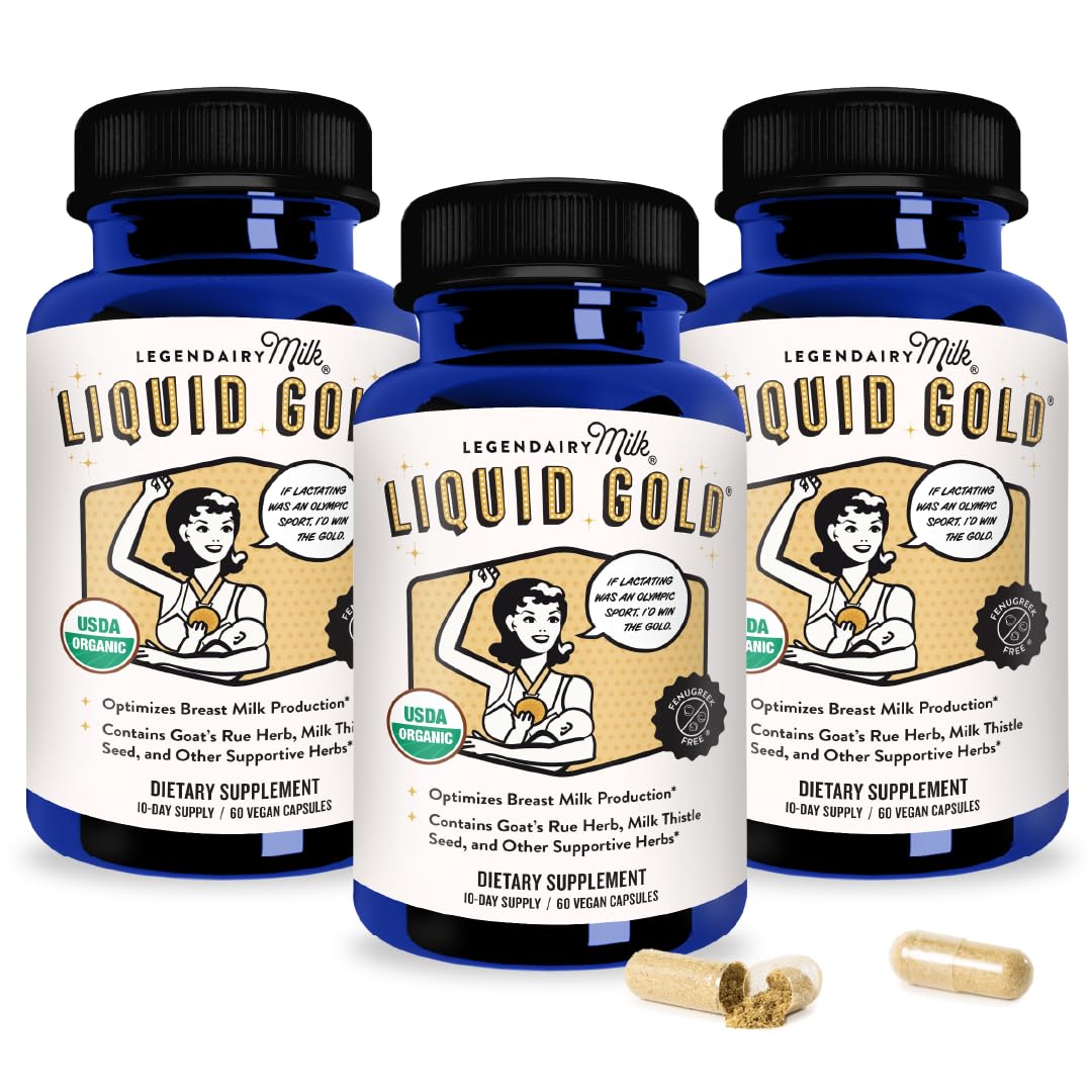 Legendairy Milk Liquid Gold Organic Lactation Support, 60 Capsules | Organic goat's rue, milk thistle, shatavari and fennel provide fenugreek-free lactation and breast milk supply support