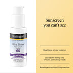Neutrogena Ultra Sheer Sunscreen Serum SPF 60, Fragrance-Free, 1.7 fl. oz | Broad Spectrum UVA/UVB Protection, Lightweight Serum, Water-Resistant up to 80 Minutes, Non-Comedogenic