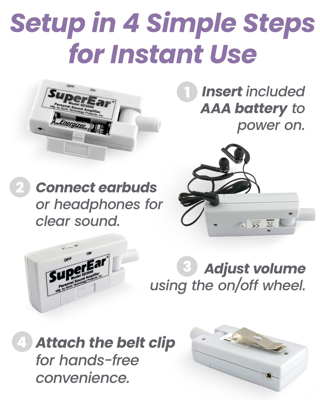 SuperEar SE5000 Hearing Amplifier for Seniors, Sound Amplifier, Headphones