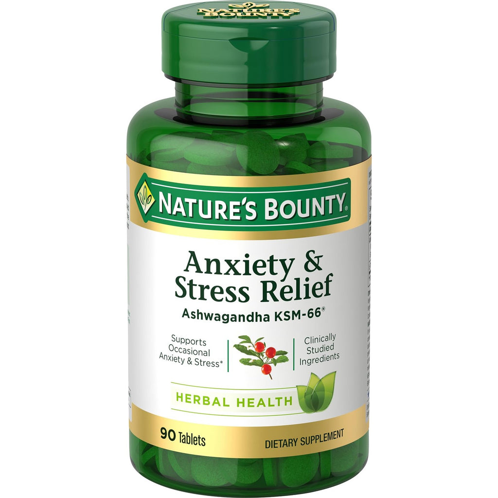 Nature's Bounty Stress Relief, Ashwagandha KSM-66, 90 Count