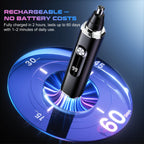 Nose Hair Trimmer for Men and Women, USB Rechargeable Electric Facial and Ear Hair Remover with LED Display, Dual-Edge Blades for Smooth, Painless Eyebrow Grooming (Black)
