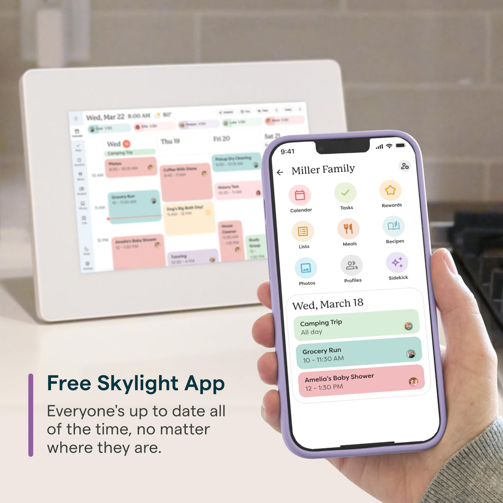Skylight Calendar Mini — 10-Inch Digital Calendar Touchscreen Display for Shared Scheduling – Interactive Planner for Chores, Lists, and Reminders, White