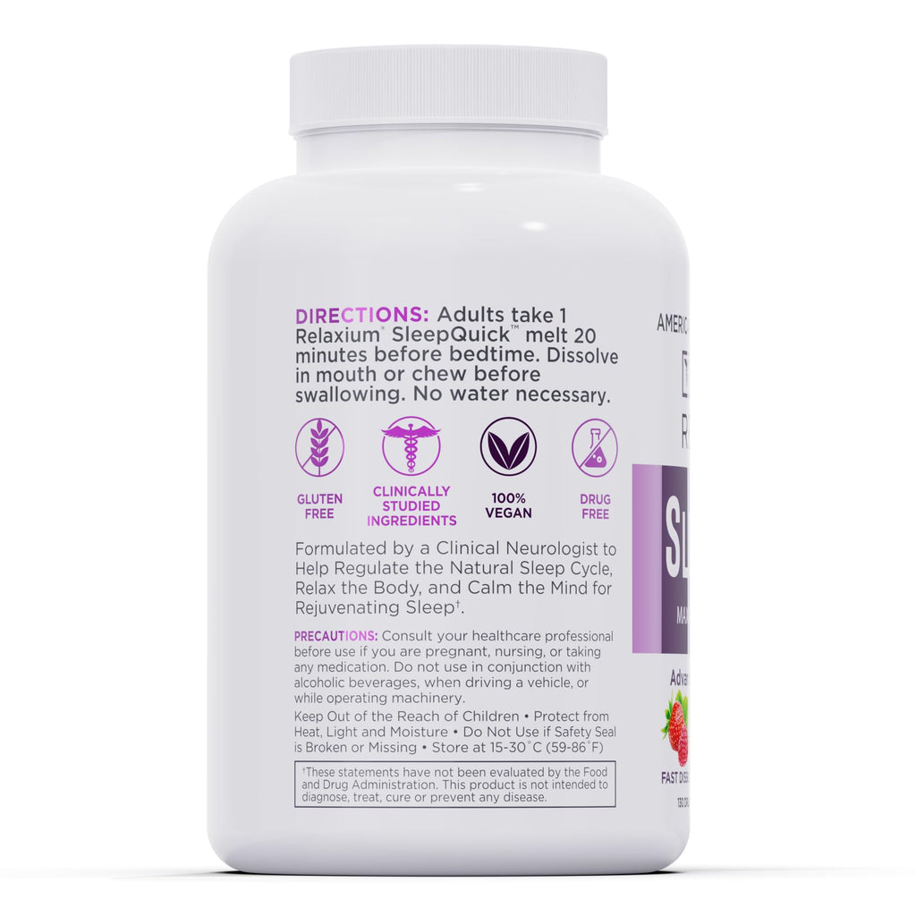 Relaxium Sleep Quick Melts, Sleep Aid, 10mg Melatonin, Berry, 130 Serving