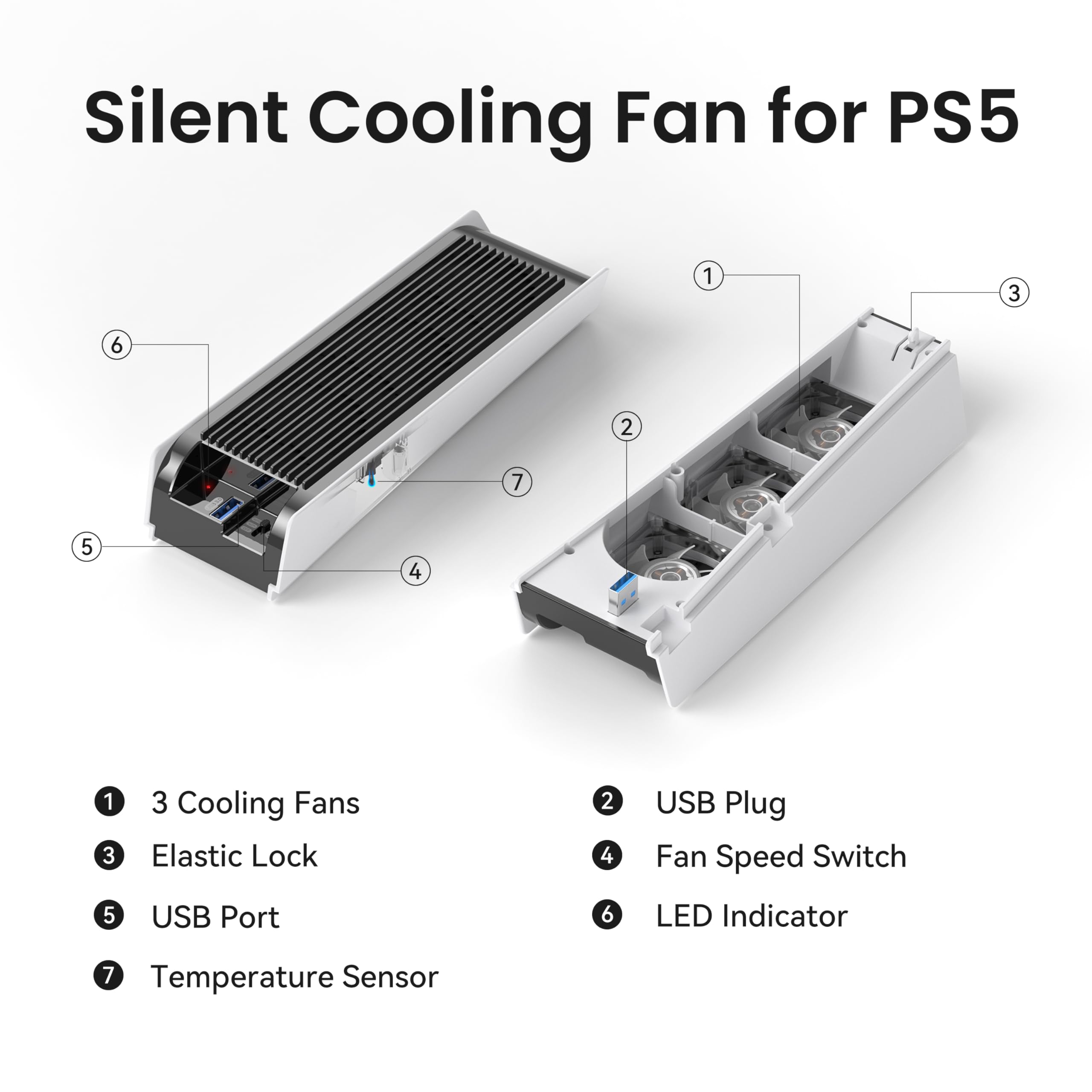 Buy now KIWIHOME Cooling Fan for PS5 Accessories, Upgraded Quiet Cooler Fan with Auto Speed, Controller USB3.0 Port & LED for PS5 2020 Only, Not for PlayStation 5 Slim/Pro, White at indiglob india