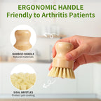 4 Pack Bamboo Dish Brush with Sisal Bristles for Kitchen Cleaning