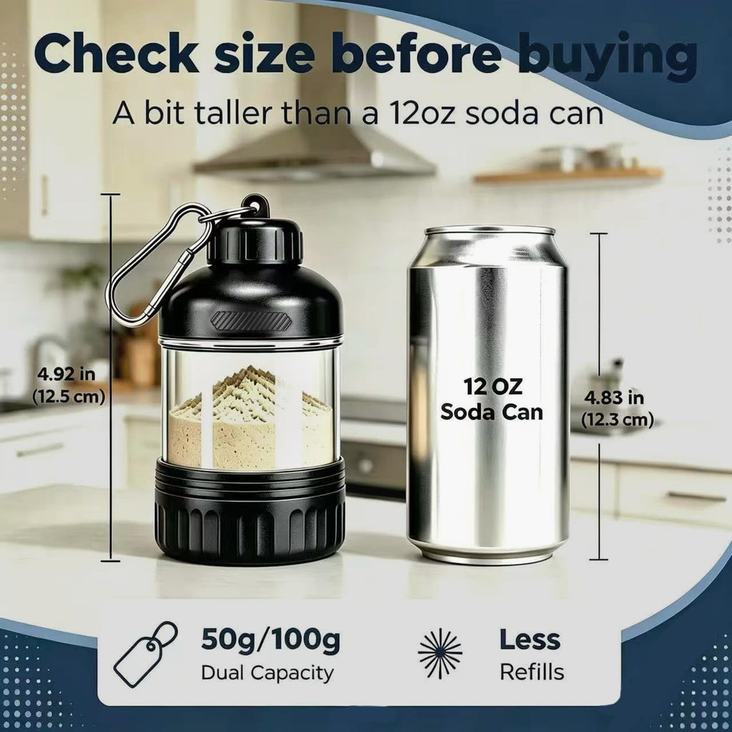 2 Pcs Protein Powder Container to Go, Portable Protein Powder Dispenser with 2 Stackable, Suit for Workout, Fitness, Travel（Black & White）