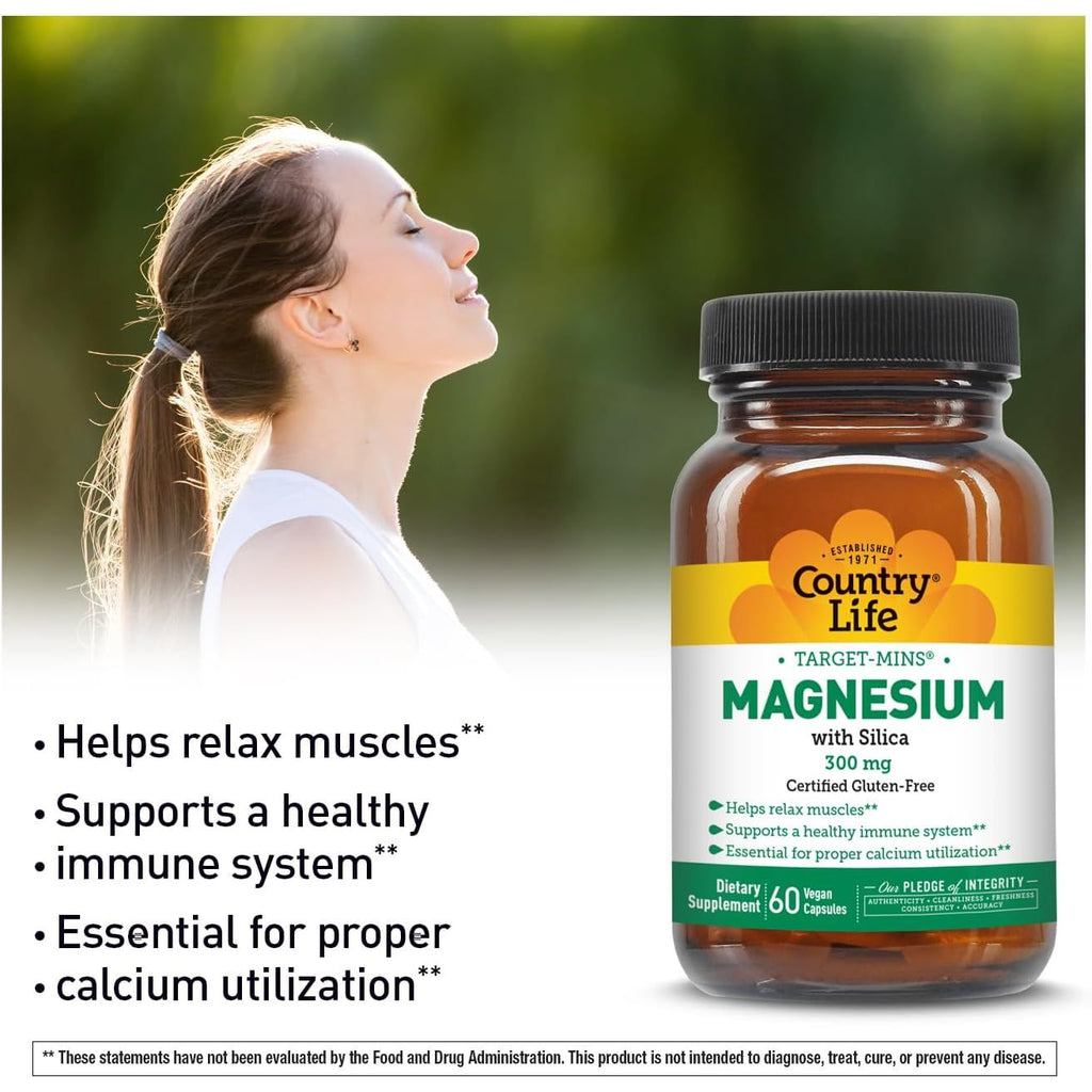 Buy now Target-Mins Magnesium with Silica 300mg, 60 Vegan Capsules, Certified Gluten Free, Certified Vegan at indiglob india
