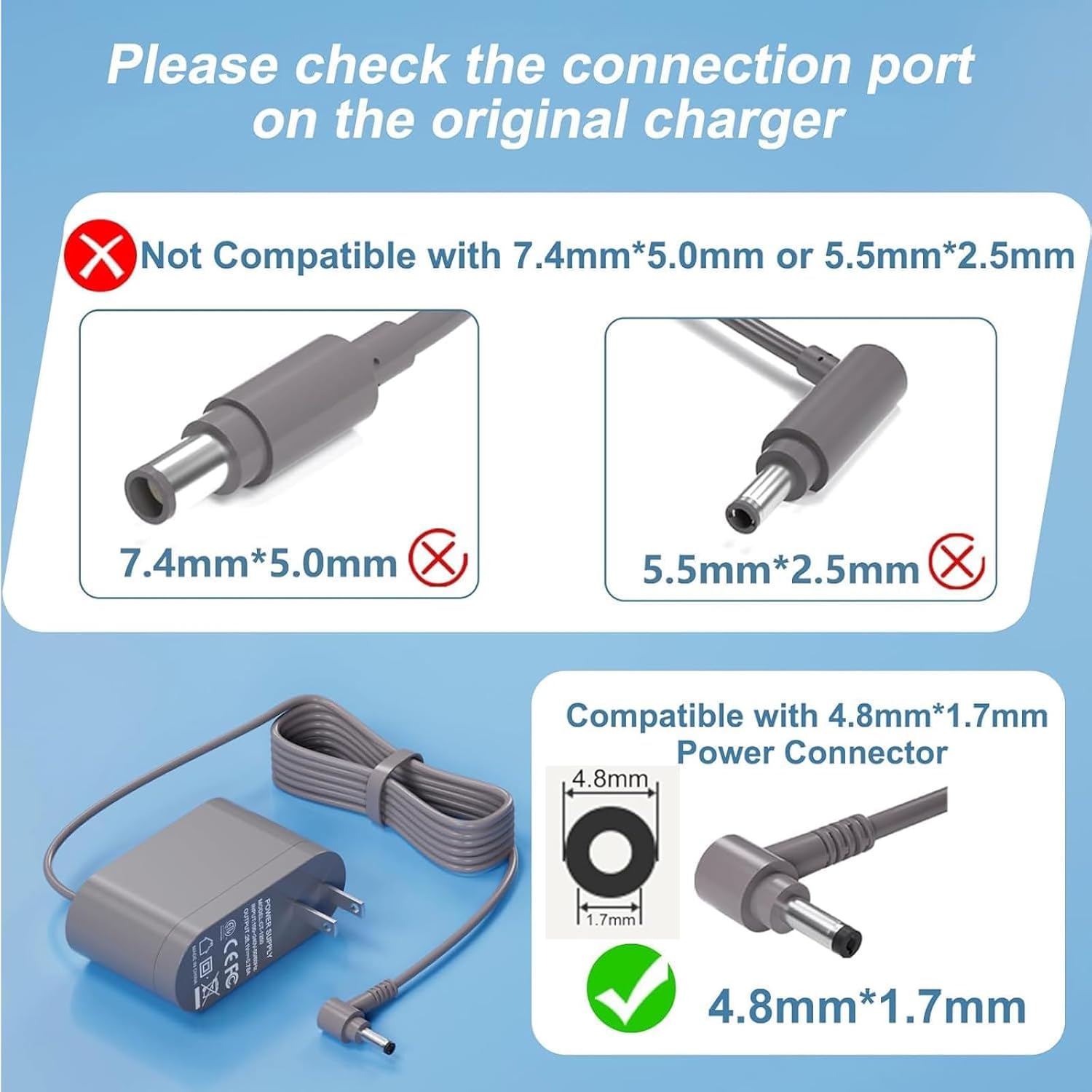 Buy now 30.45V Replacement for Dyson Vacuum Charger for Dyson V10 V11 V12 V15 SV12 SV14 SV16 SV20 SV22 Absolute Animal Motorhead Cordless Vacuum Power Supply【6Ft ETL Listed,Please Check Port 4.8 * 1.7mm】 at indiglob india