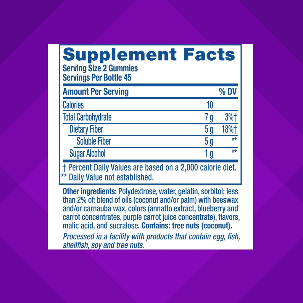 Vitafusion Fiber Well Gummies for GLP-1 Support | 5mg | 90 Count | Sugar Free Adult Gummy | Vitamins For Women & Men | Berry & Peach Flavors | Gluten Free Formula