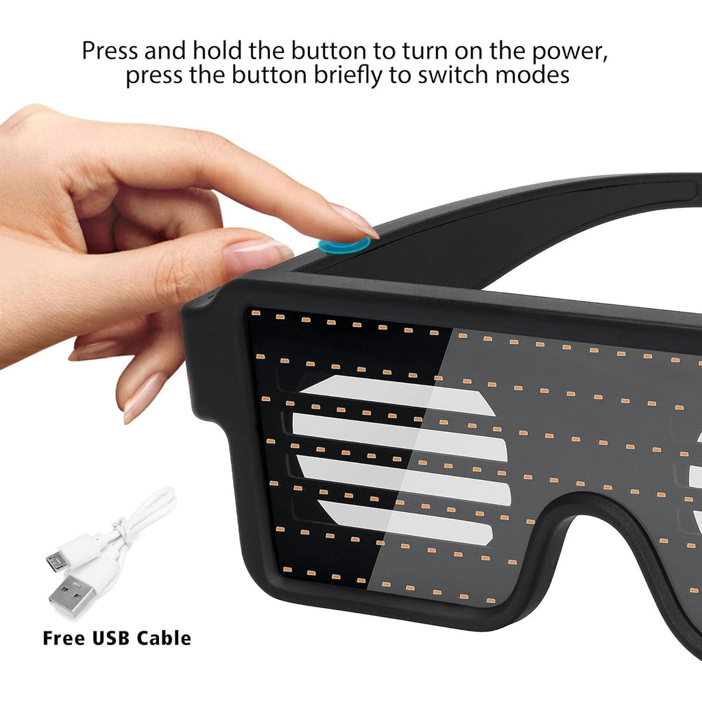 Buy now WOWSUN LED Glasses Light Up Dynamic Party Favor Glasses Festival Christmas USB Rechargeable LED Rave Glowing Flashing Glasses at indiglob india