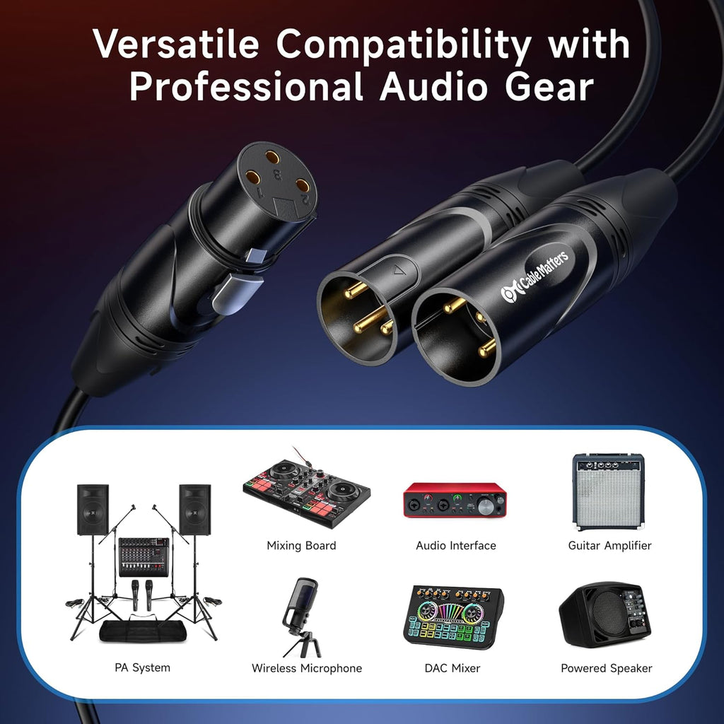Buy now Cable Matters Balanced XLR Splitter Cable - 1.5ft / 0.5m, XLR Y Cable 2 Male to 1 Female at indiglob india