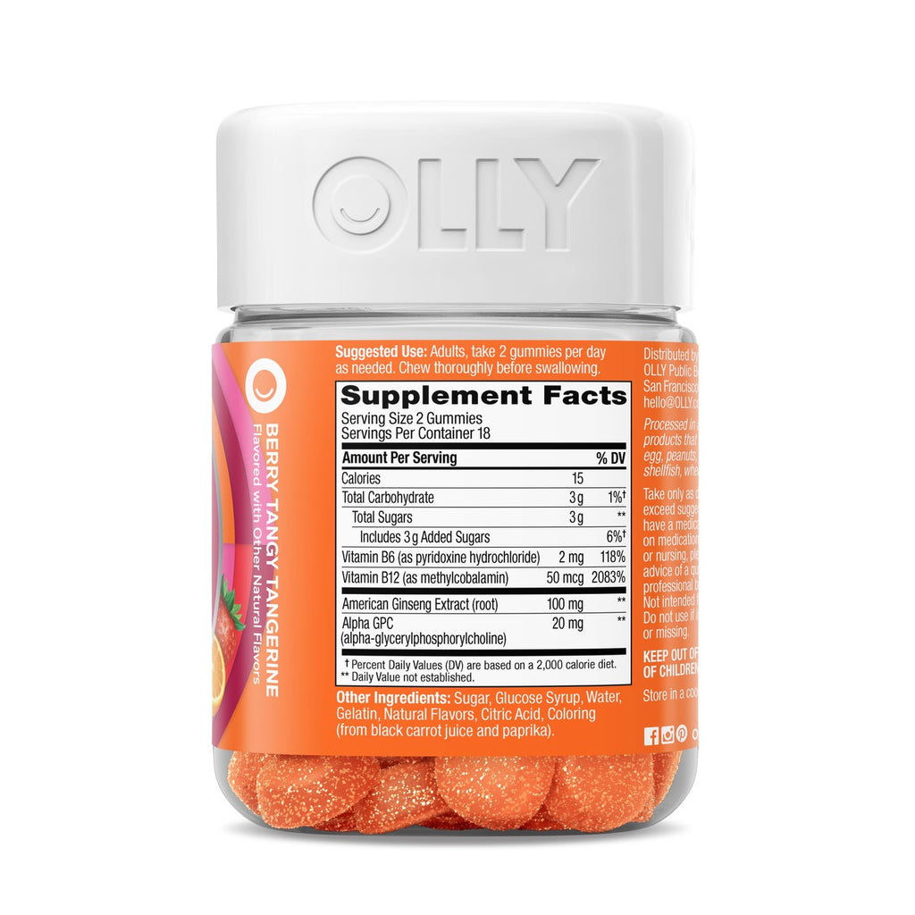 OLLY Laser Focus Gummy Supplement,* Ginseng Extract, Alpha GPC - 36 Count