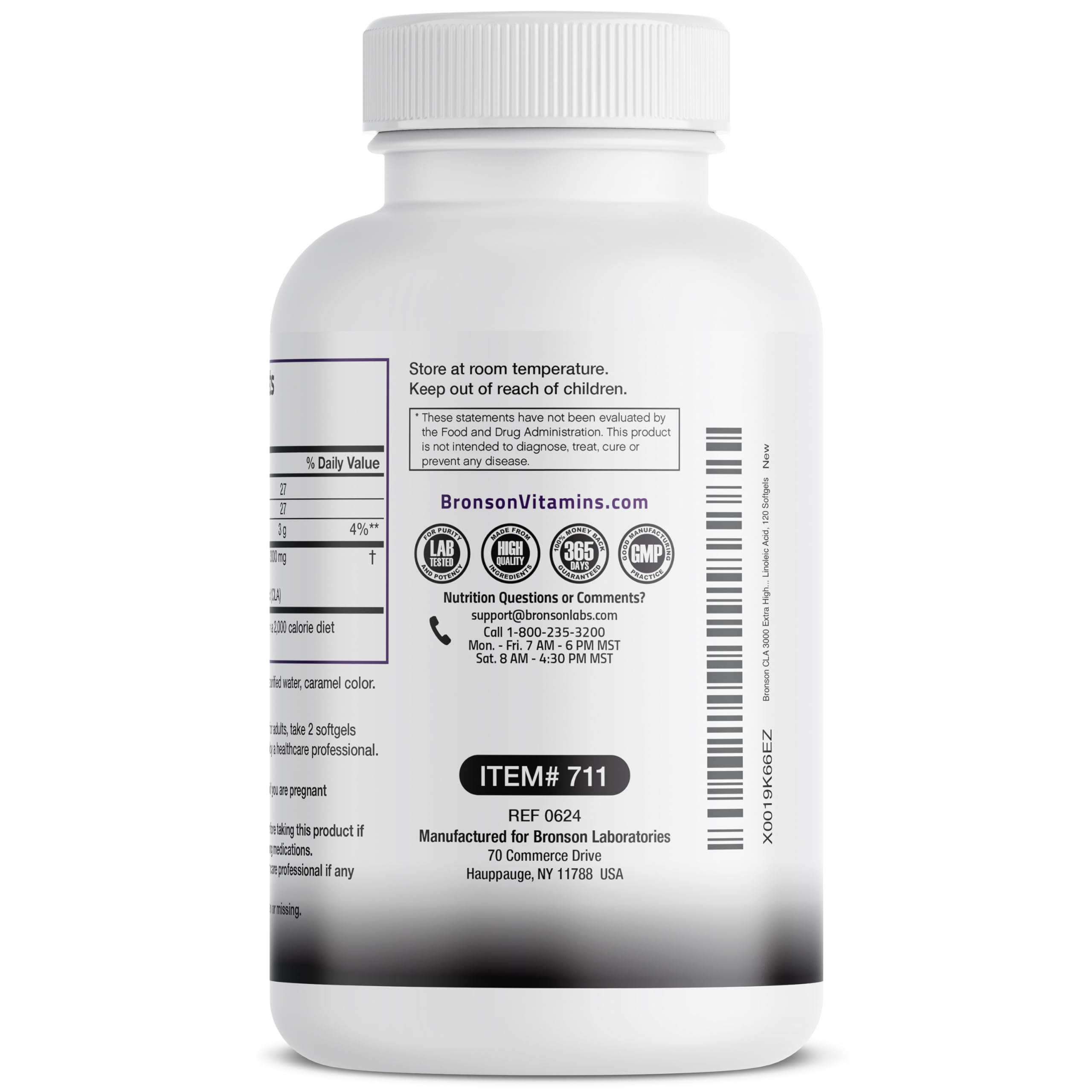 Bronson CLA 3000 Extra High Potency Weight Management Support, 120 Softgels | 2250 mg Active CLA per Serving, Non-Stimulating, 100% Safflower Oil, Lean Body Mass Support, Non-GMO