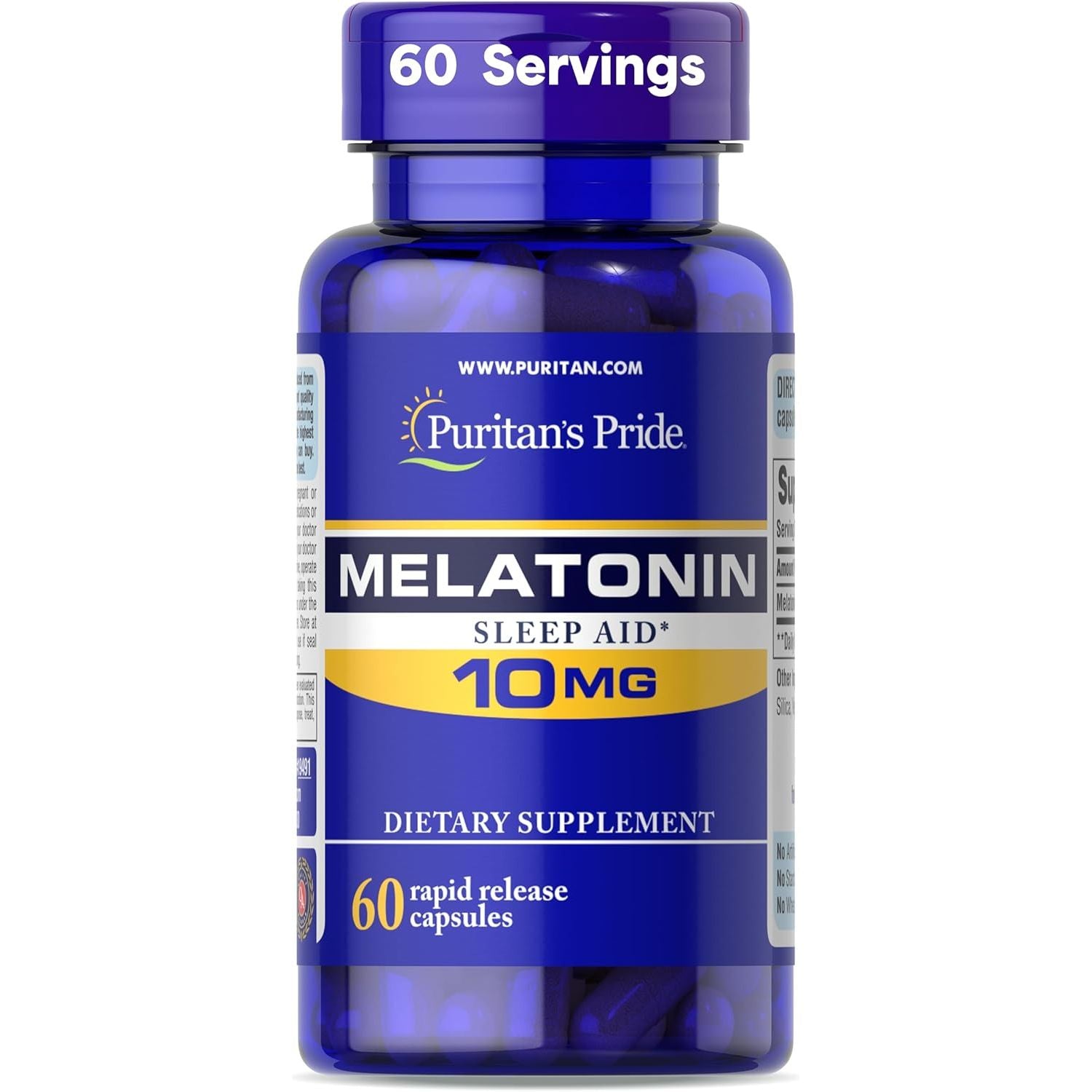 Buy now Puritan's Pride Premium Super Strength Melatonin 10mg Sleep Aid, Dietary Supplement for Sound, Restful, & Longer Sleep Support, 4 Month Supply, 120 Rapid Release Capsules, 2 Pack (Packaging May Vary) 60 Count (Pack of 1) at indiglob india