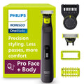 Norelco Philips OneBlade Pro Hybrid Electric Trimmer and Shaver, Black, 2 Piece, QP6530/70, Old Version